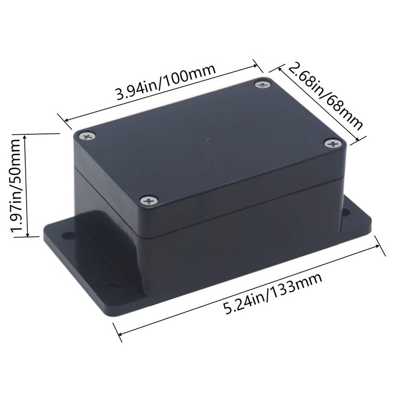 Raculety 2 Pack Project Box IP65 Waterproof Junction Box ABS Plastic Black Electrical Boxes DIY Electronic Project Case Power Enclosure with Fixed Ear 3.94 x 2.68 x 1.97 inch(100x68x50mm) - Image 2